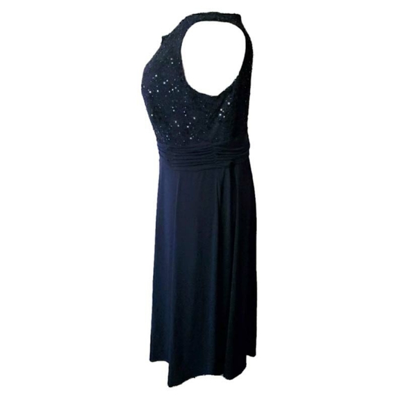 Navy Blue Elegant Sleeveless Sequin Dress - Picture 2 of 7